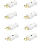 Extension Cord Replacement Electrical Plugs End Straight Blade Plug, 2 Prong, 125V/15A, Non-Grounding, Ideal for mall Appliances Such as Power Strips &amp; Lamps &amp; DIY Projects, 8-Pack