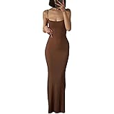 KLLPNW Womens Spaghetti Strap Bodycon Backless Maxi Dress