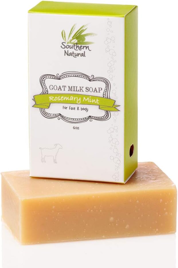 Rosemary Mint - All Natural Handmade Goat Milk Soap - For Psoriasis, Eczema & Dry Sensitive Skin. Gentle Face Soap, Hand Soap or Body Soap. For Men, Women and Kids. (1 Bar apprx 4oz)