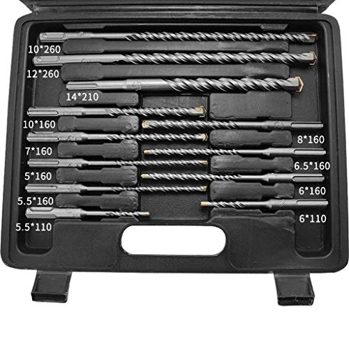 SDS Plus Drill Bits Tool - 17 Pcs Rotary Hammer Drill Bits Chisel Combination Set Used Drilling Of Common Stone, Concrete, Brick Wall And Other Materials, Fit For Bosch Hilti Plus (Silver)
