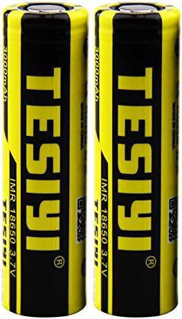 TEISYI 2PCS 3000mAh 35A 18650 HIGH DRAIN 3.7V Li-ion Rechargeable Batteries, Flat Top (2 3000mah 18650(35A))