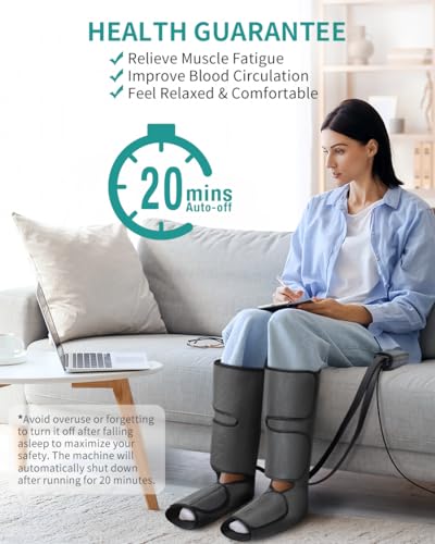 Nekteck Leg Compression Massager for Circulation and Relaxation, Foot and Calf Massage Machine 2 Modes 3 Intensities with Hand-held Controller for Pain Relief