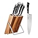 Knife Set, Professional 6-Piece Kitchen Knife Set with Wooden Block Germany High Carbon Stainless Steel Cutlery Knife Block Set, by Aicok