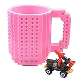 Brick Mugs Fubarbar 12 oz Coffee Cups Funny Tea Mug Beverage Cup Built-on Building Bricks enjoy Creative Time (pink)