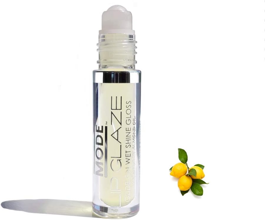 MODE Lip Glaze Flavored Lip Gloss Yummy SANTORINI LEMON Flavor Roll On Sweet Wet Nourishing Shine, Hydrating Natural Skincare Fruit Oils