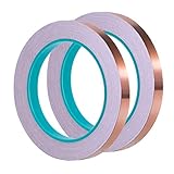eBoot 1/ 4 Inch Copper Foil Tape with Dual Conductive Adhesive 21.8 Yards for EMI Shielding, Slug Repellent, Crafts, Electrical Repairs, 2 Pack