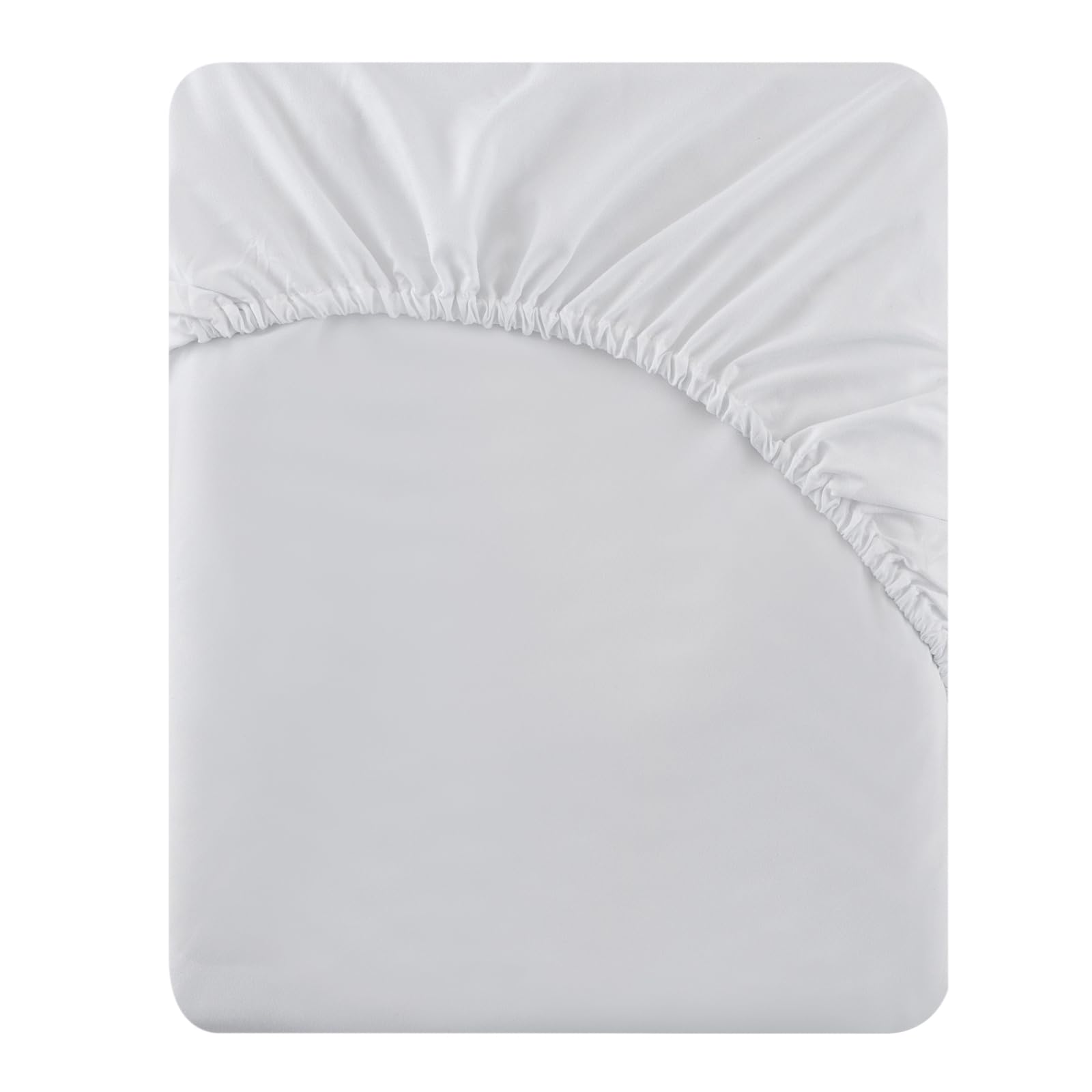 Soifox Super King Fitted Sheet White - Bed Sheets with Extra Deep Pocket 16 inch (40 cm), Soft Microfiber Bottom Sheet for Superking Bed, 180x200cm