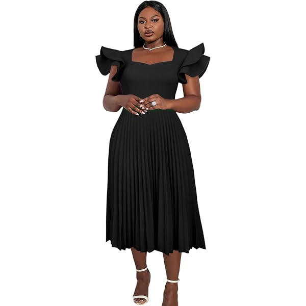 ONTINVA Women's White Cocktail Dress - Boat Neck Puff Sleeves High Waist Pleated Party Gown - View #7