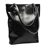 Covelin Women's Handbag Genuine Soft Leather Large Tote Shoulder Bag Hot Black