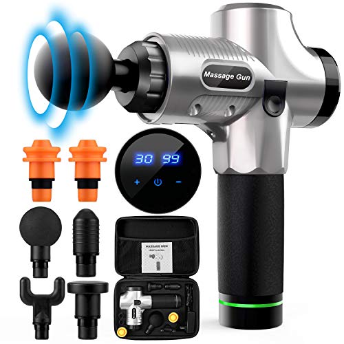 Massage Gun,Handheld Deep Muscle Massager,Cordless Vibration Massage Device  Helps Relieve Muscle Soreness and Stiffness (Silver) in Dubai - UAE