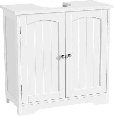 Yaheetech Under Sink Bathroom Cabinet 60x30x60 cm White with 2 Doors