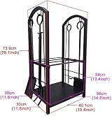 Elex Wrought Iron Firewood Rack 12x16x29.2in with 4 Tools, Black Steel view 2