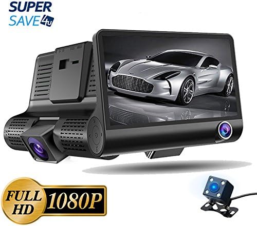 3 Lens Car Dash Cam Front/Inside/Rear 4" Screen 1080FHD Uber/Taxi Prefer 170 Wide Angle/G-sensor/Motion Detection/Parking Monitoring