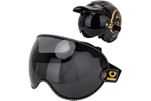 PUENTEMYS Retro Motorcycle Helmet Shield Bubble Visor, PC Goggles Lens Replacement Universal for 3/4 Open Face Full Helmet Bell Moto-3 (Smoke)