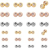 PH PandaHall 24PCS 18K Gold Plated Round Stopper Beads, 2 Sizes Double Hole Silicone Slider Brass Spacer Beads for DIY Bracelet Necklace Earring Jewelry Making