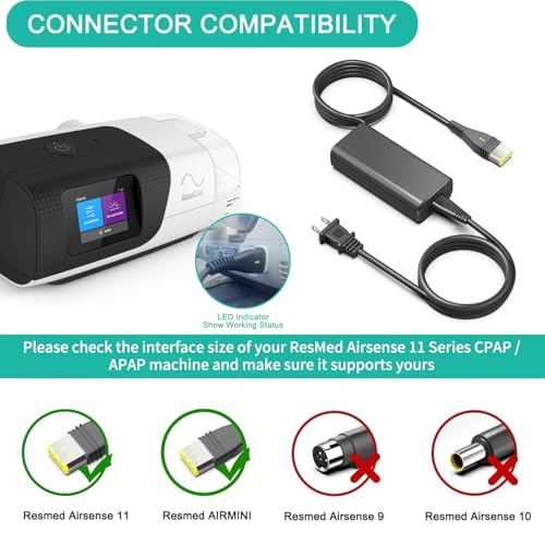 HKY Replacement Resmed AirSense 11 Power Supply 24V 65W AC Adapter for All Resmed AirSense 11 CPAP Machine AirSense 11 AutoSet/AirSense 11 Elite/AirSense 11 CPAP Power Cord Resmed Airsense 11 Supplies