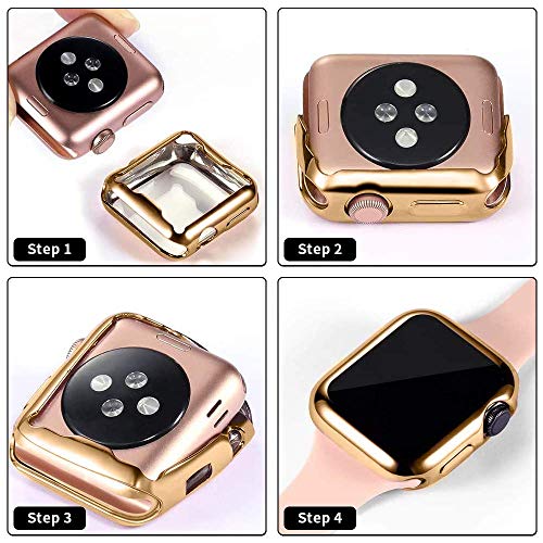 LOBKIN 8 Pack Apple Watch Cases Series 2 Series 3 case with Built-in HD Clear Ultra-Thin TPU Screen Protector Cover Compatible for Apple Watch Series Smartwatch Cases [ Women ] (38MM)