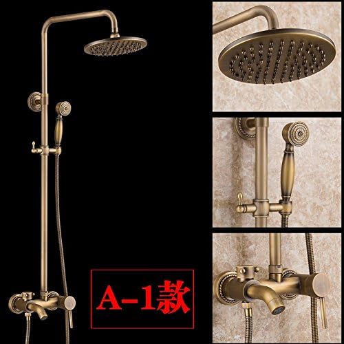 ZCYJL Bathroom Sink Faucet Taps Mixer Basin Brass Sink Mixer Taps Non-Concussive Bathroom Faucets.All Copper Antique Shower Shower Set/Bathroom Wall rain Shower Shower Head Shower Faucet, A-1