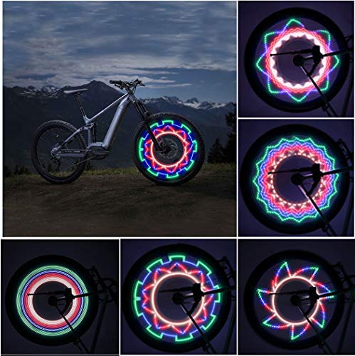 OUTAD LED Bike Wheel Lights, Waterproof Ultra Bright Bicycle Rim Lights, Wheel Spoke Decorations - 32 Different Patterns Change - Colorful Bike Tire Accessories - 1 Piece