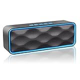 MANCASSY N8 Bluetooth Speaker, Outdoor Portable Stereo Speaker with HD Audio and Enhanced Bass, Built-In Dual Driver Speakerphone, Handsfree Calling, FM Radio and TF Card Slot (Blue)