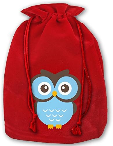 Unique Drawstring Santa Sack Red Owls Big Eye Christmas Gift Bag Party Favor Bags For X-mas Size 13.8" X 17.7"