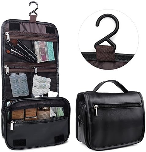 Toiletry Bag,Hanging Toiletry Bag by Happy David,Makeup Bags PU Leather with Several Zipper Pockets