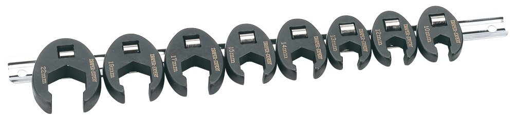 Draper Expert 8 Piece Crow Foot Spanner Set - 61034 - Metric 3/8" Sq Dr Metal Rail Tool Kit