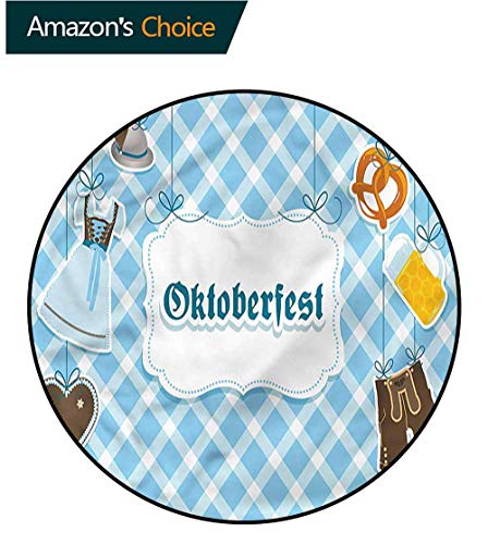 RUGSMAT Oktoberfest Computer Chair Floor Mat,Dirndl Dress and Hat Non-Slip No-Shedding Kitchen Soft Floor Mat Round-63