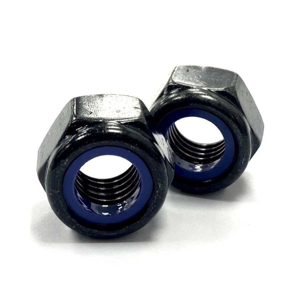 RADSO® M3 (3mm) Steel Nyloc Locking Thin Nuts (Type T - DIN 985), Black Passivated, Self-Locking with Nylon Insert, Metric Hexagon HEX NYLOC - requires 5.5mm Spanner - Pack of 20