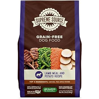 Supreme Source Premium Dry Dog Food Grain Free, USDA Organic Seaweed, Protein, Lamb Meal & Potato Recipe for All Life Stages. Made in The USA. (5lb)