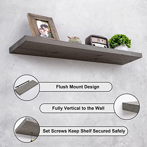 Axeman Floating Shelves Grey, 36W x 8D Wall Mounted Shelves Set of 2