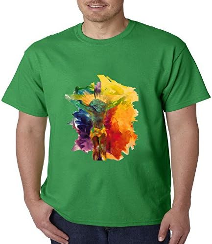 HANGTIANKEJI Jesus Painting Unknown Figures Digital Letters Wicking Short Sleeve Mens T-shirt Size XXXXL