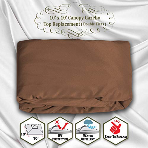 BenefitUSA Replacement Canopy Top Cover for 10'X10' Gazebo Polyester Double Tiers for Outdoor Garden Patio Pavilion Sunshade (Brown) - Thumbnail 4