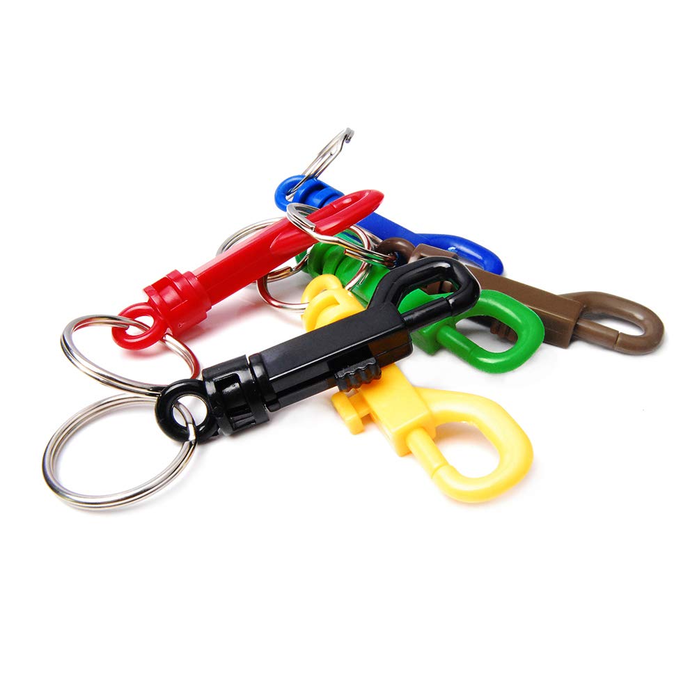 25 Pack Plastic Snap Hooks Rotary Cord Hole 6.5mm With Split KeyChain O-Ring 30mm Dia. For Backpack Outdoor Camping Kits#FLC018-AO (Colorful)