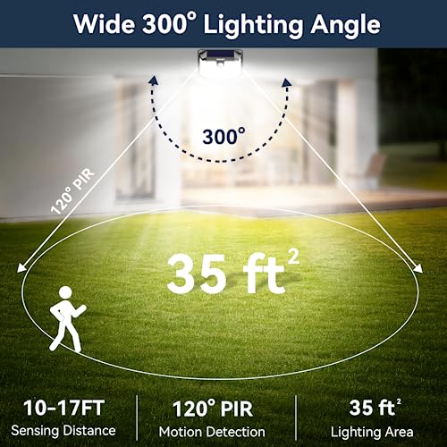 TECKNET Outdoor Solar Light, 231 LED/300° Illumination (Illuminates 35㎡) High Brightness Solar Lights with Motion Sensor, 3 Modes IP65 Waterproof Solar LED Spotlights for Garden, Garage, Patio