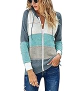 GOLDPKF Color Block Hoodies Sweaters for Womens Long Sleeve Pullover Sweatshirts