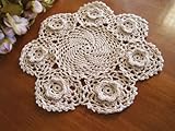 Chic Handmade Crochet Lace 3D Flower Cotton Doilies, 6-inch Round, White Color, 4-piece Set