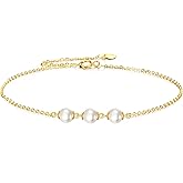 KECHO 14K Gold Freshwater Pearl Bracelet 14K Solid Gold Pearl Jewelry Anniversary Birthday Gifts for Women