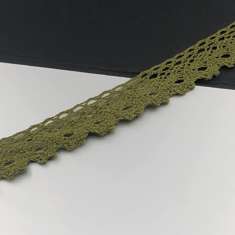 Anevous 5 Yards 3 cm Vintage Lace Ribbon Border Made of Cotton, Decorative Ribbon Lace Fabric Lace Border, Crochet Border Ribbons for Sewing for DIY Crafts Wedding Decoration Scrapbooking Army Green