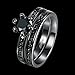 2PCS Black Gold Princess Cut CZ Wedding Engagement Band Bridal Rings Jewelry Set