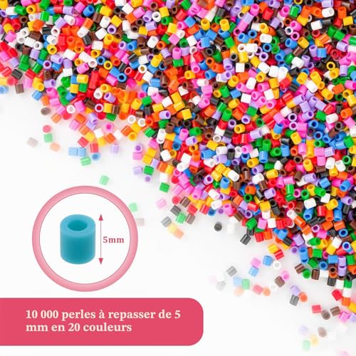 BEELUKY 10000 x 5 mm Iron Beads Kit for Iron-On Beads at Least 50 Colours for Birthday Christmas Gift Children DIY