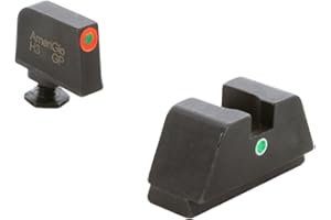 AMERIGLO Optic Compatible Sight Set for Glock - XL Tall Green tritium Orange Outline Front, Single Green tritium dot Rear .315" F .394" R