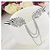 Sewanz Men's Diamante Silver Angel's Wings Shape Collar Pins, Lapel Stick Brooch with Chain for Shirt