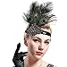 BABEYOND 1920s Flapper Headband Peacock Feather Headpiece Gatsby Accessories for Women Sequined Showgirl Headpiece (Style-1)