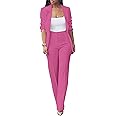 HuiSiFang Womens Fall Fashion 2 Piece Blazer Sets Open Front Blazers and Slim Fit Pants Suits Set