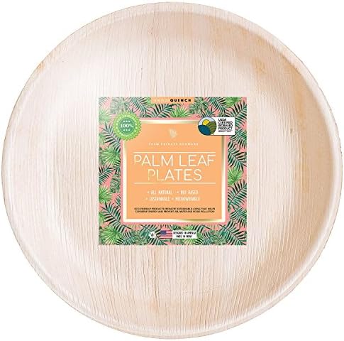 Palm Fridays Ecoware Square Disposable Plates - Compostable - 100% Natural - Chemical Free - USDA Certified (25, 7 Inch Round)