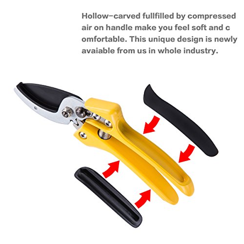 Anvil Pruning Shears 8 inch Professional SK-5 Steel Blade Sharp Gardening Scissors Flower Hand Pruners Garden Clippers