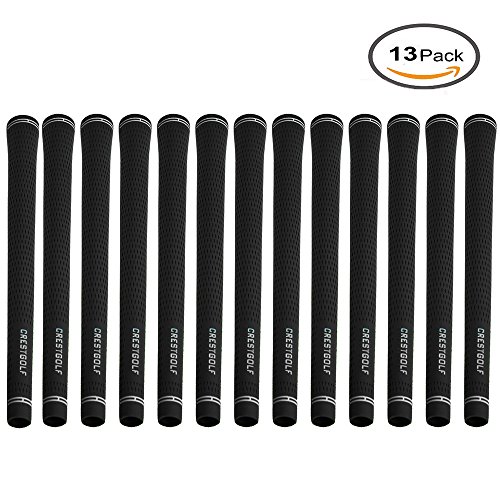 Kofull CRESTGOLF Golf Club Grips-13pcs,Anti-slip Rubber 4 Color available Unisex for Golf Iron & Wood (black)