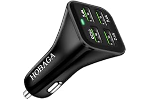 HOBAGA USB Car Charger Adapter, QC 3.0 Fast Car Phone Charger, 4-Port Multi 9.6 Amp Cigarette Lighter Adapter Compatible with iPhone 16/15/14/13/12 Pro Max, Samsung Galaxy S22 Note20, LG, Pixel.