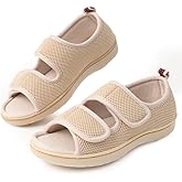 WALKFUN Arch Support Mesh Adjustable Diabetic House Shoes Open Toe Closed Back Slip-on Indoor Slippers for Men and Women Outdoor